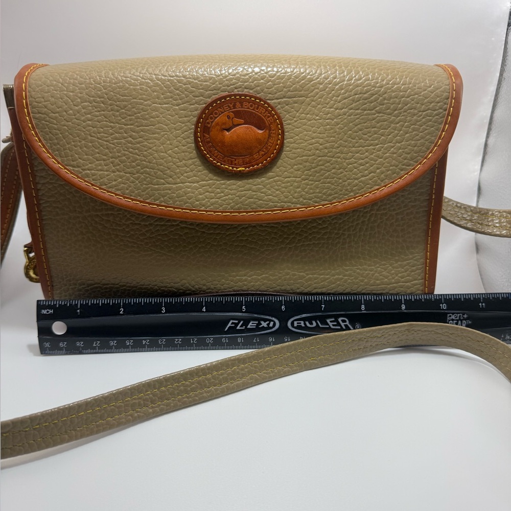 Dooney & Bourke Olive Taupe Pebble Leather Crossbody with Tan Trim